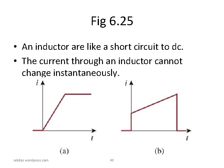 Fig 6. 25 • An inductor are like a short circuit to dc. • Fig 6. 25 • An inductor are like a short circuit to dc. •