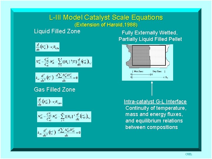 L-III Model Catalyst Scale Equations (Extension of Harold, 1988) Liquid Filled Zone Fully Externally