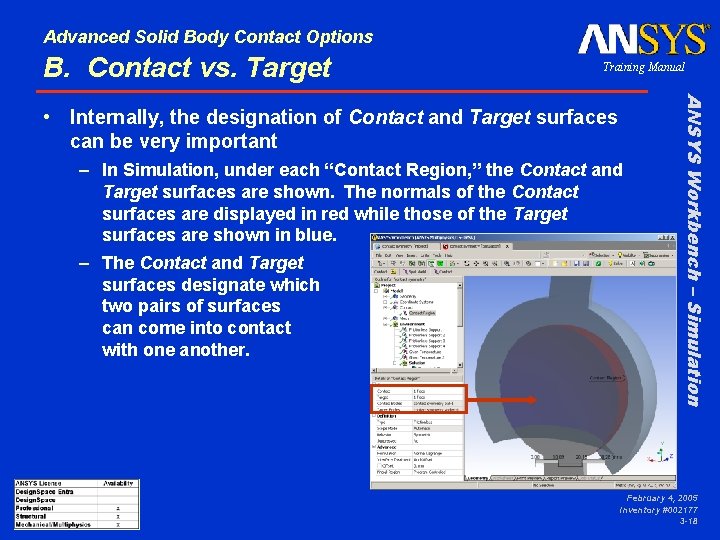 Advanced Solid Body Contact Options B. Contact vs. Target Training Manual – In Simulation,