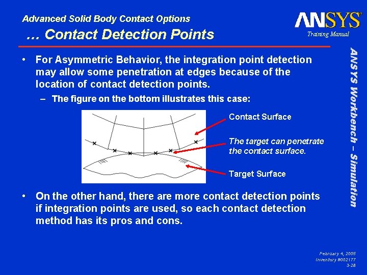 Advanced Solid Body Contact Options … Contact Detection Points Training Manual – The figure