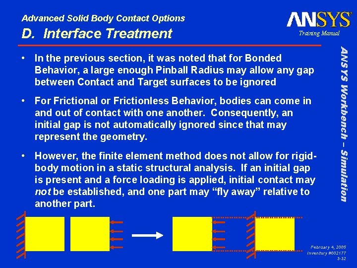 Advanced Solid Body Contact Options D. Interface Treatment Training Manual • For Frictional or