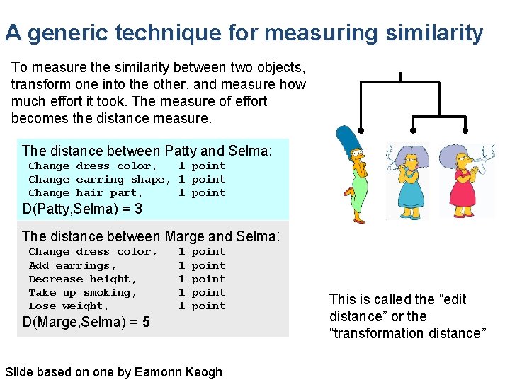 A generic technique for measuring similarity To measure the similarity between two objects, transform