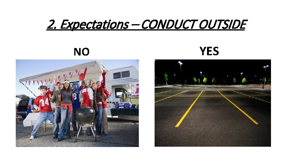 2. Expectations – CONDUCT OUTSIDE NO YES 