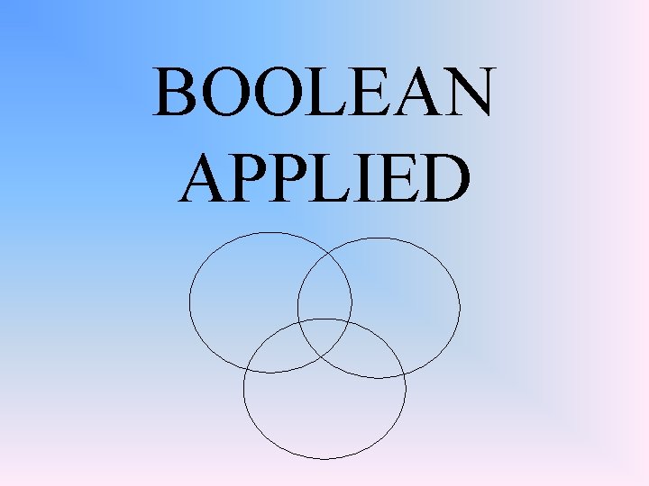 BOOLEAN APPLIED 