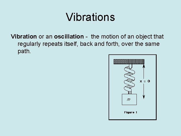 Vibrations Vibration or an oscillation - the motion of an object that regularly repeats
