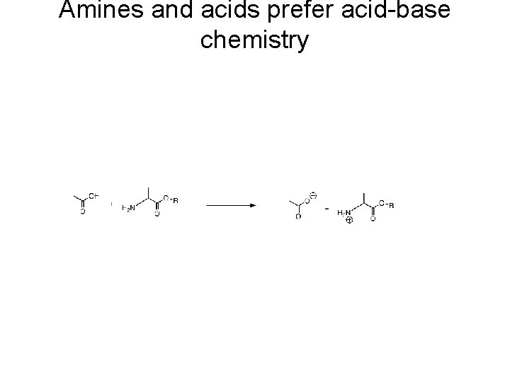 Amines and acids prefer acid-base chemistry Amines and acids prefer acid-base chemistry
