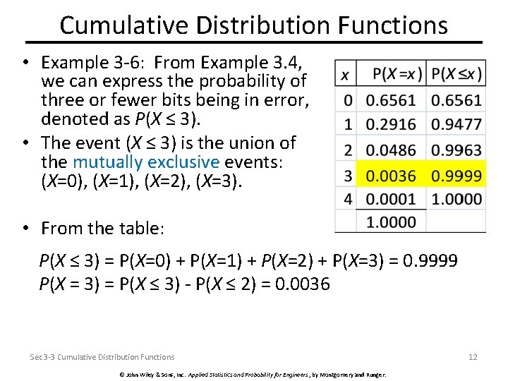 Cumulative Distribution Functions • Example 3 -6: From Example 3. 4, we can express