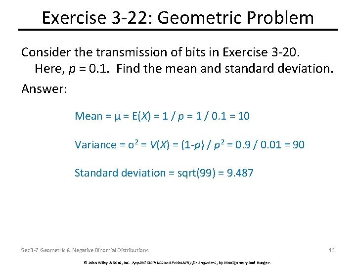 Exercise 3 -22: Geometric Problem Consider the transmission of bits in Exercise 3 -20.