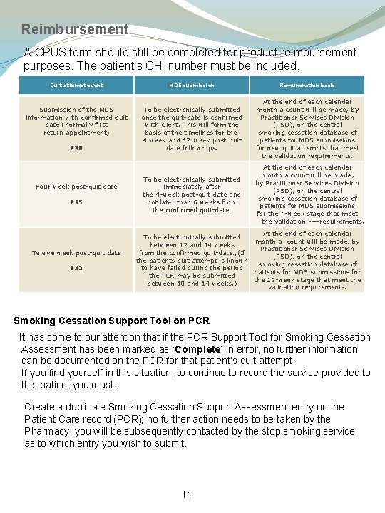  Reimbursement A CPUS form should still be completed for product reimbursement purposes. The