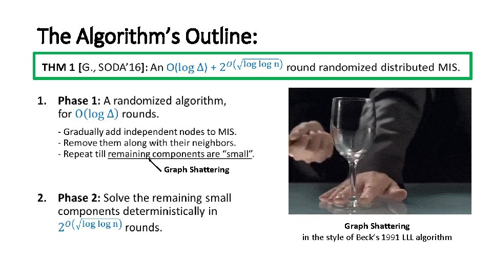 The Algorithm’s Outline: • Graph Shattering in the style of Beck’s 1991 LLL algorithm