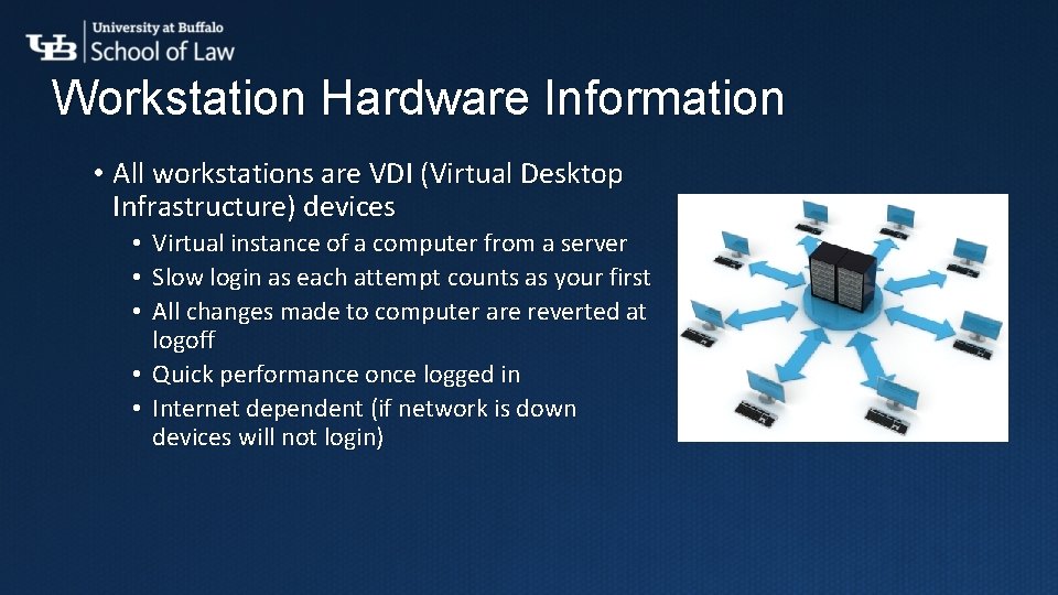 Workstation Hardware Information • All workstations are VDI (Virtual Desktop Infrastructure) devices Virtual instance