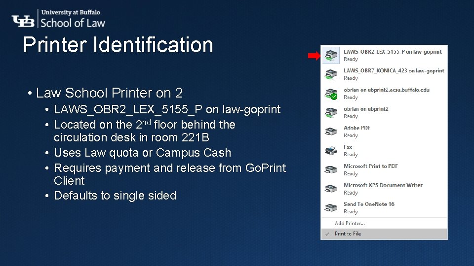 Printer Identification • Law School Printer on 2 • LAWS_OBR 2_LEX_5155_P on law-goprint •