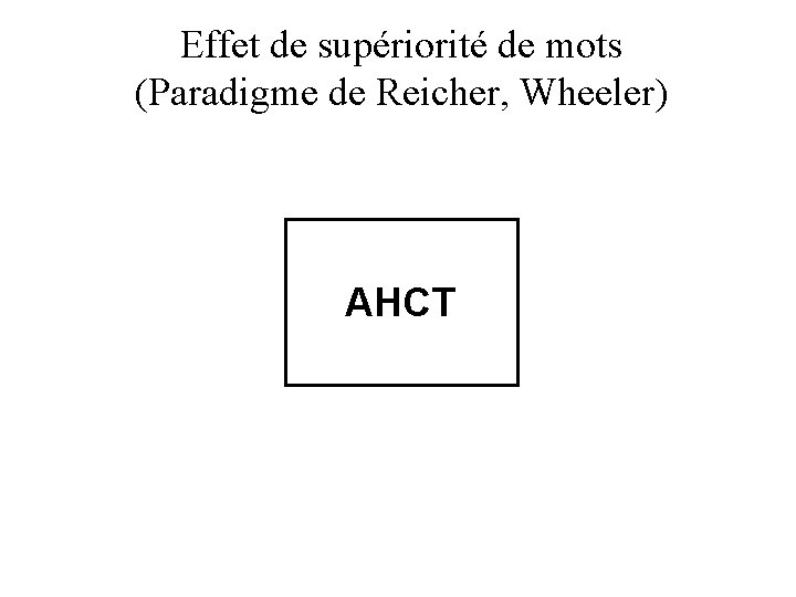 Effet de supériorité de mots (Paradigme de Reicher, Wheeler) AHCT 