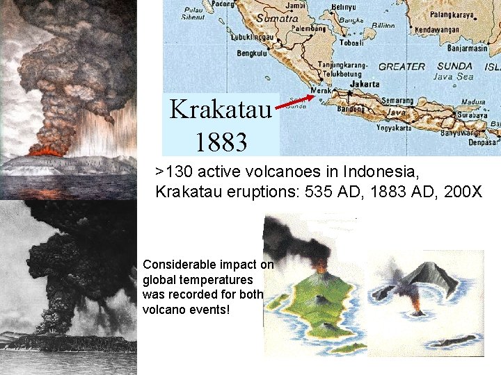 Krakatau 1883 >130 active volcanoes in Indonesia, Krakatau eruptions: 535 AD, 1883 AD, 200