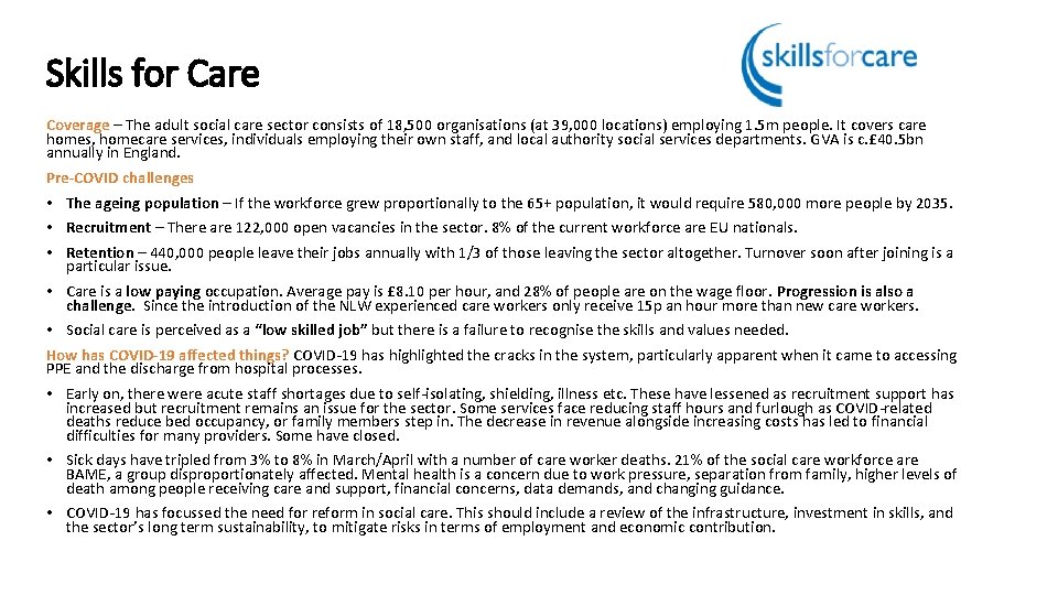 Skills for Care Coverage – The adult social care sector consists of 18, 500