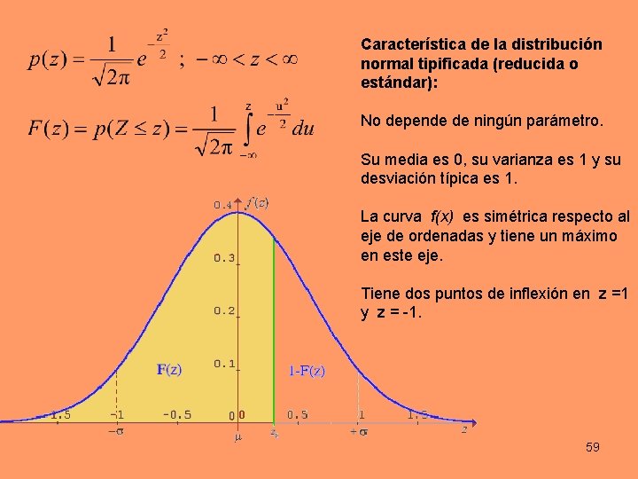 Característica de la distribución normal tipificada (reducida o estándar): No depende de ningún parámetro. Característica de la distribución normal tipificada (reducida o estándar): No depende de ningún parámetro.