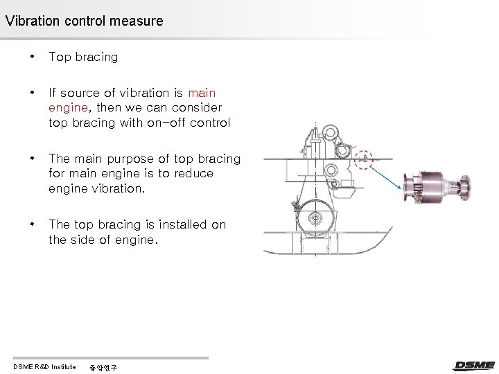 Vibration control measure • Top bracing • If source of vibration is main engine,