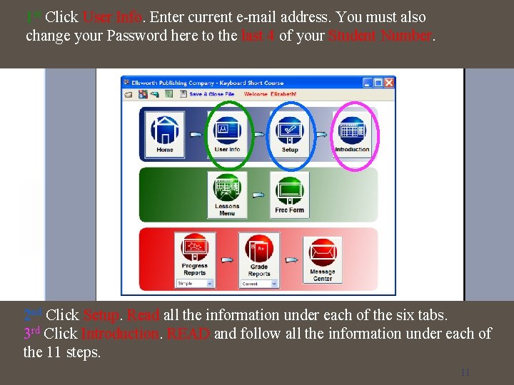 1 st Click User Info. Enter current e-mail address. You must also change your