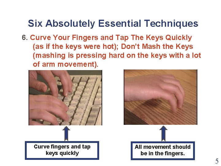 Six Absolutely Essential Techniques 6. Curve Your Fingers and Tap The Keys Quickly (as