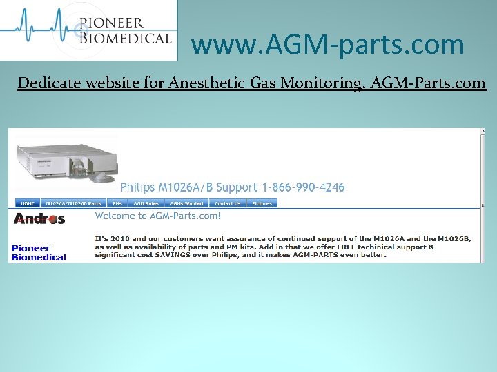 www. AGM-parts. com Dedicate website for Anesthetic Gas Monitoring, AGM-Parts. com 