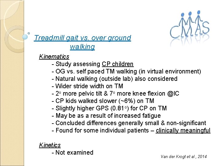 Treadmill gait vs. over ground walking Kinematics - Study assessing CP children - OG