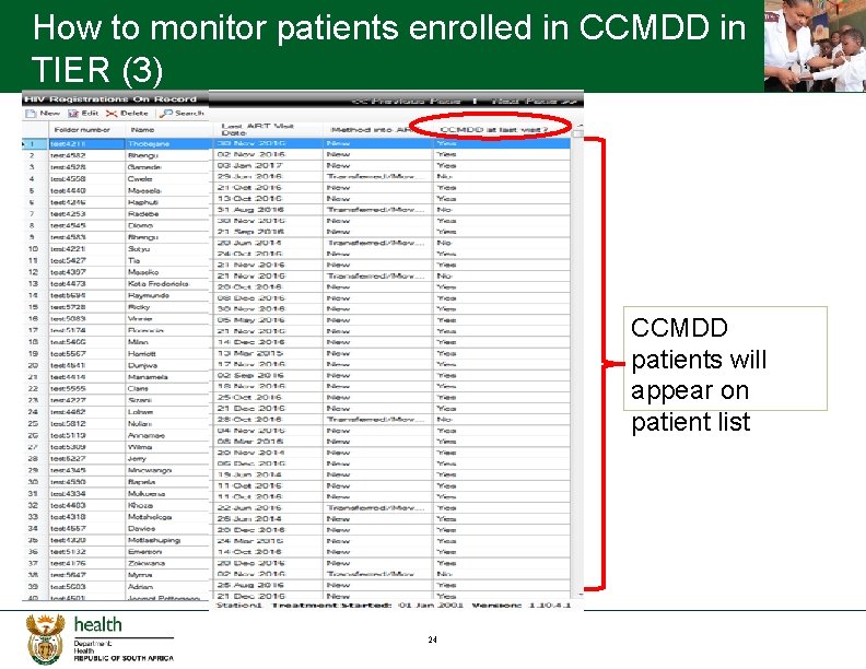 How to monitor patients enrolled in CCMDD in TIER (3) CCMDD patients will appear