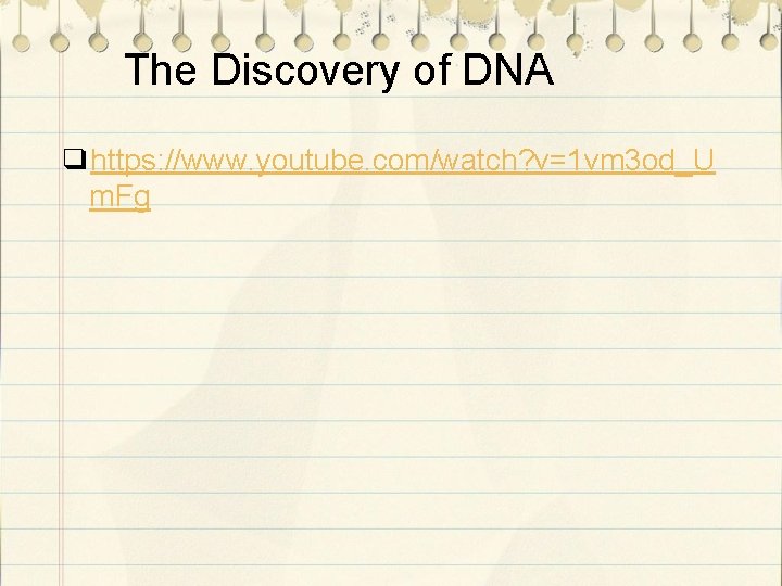 The Discovery of DNA ❑https: //www. youtube. com/watch? v=1 vm 3 od_U m. Fg