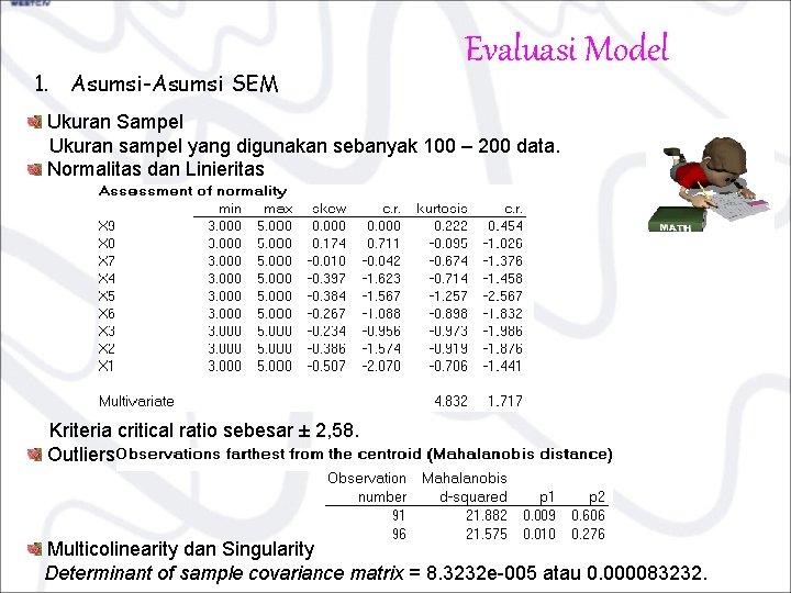 1. Asumsi-Asumsi SEM Evaluasi Model Ukuran Sampel Ukuran sampel yang digunakan sebanyak 100 –