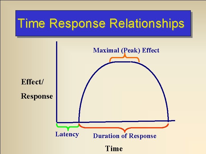 Time Response Relationships Maximal (Peak) Effect/ Response Latency Duration of Response Time 