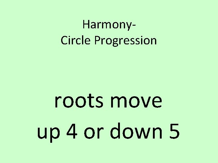 Harmony. Circle Progression roots move up 4 or down 5 