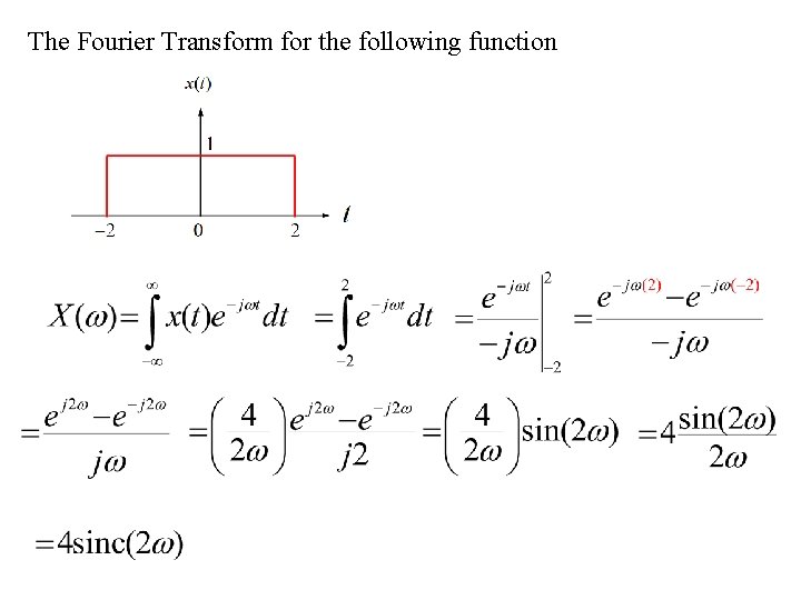 The Fourier Transform for the following function 