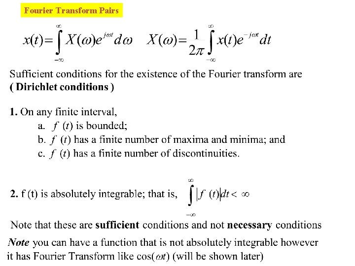 Fourier Transform Pairs 