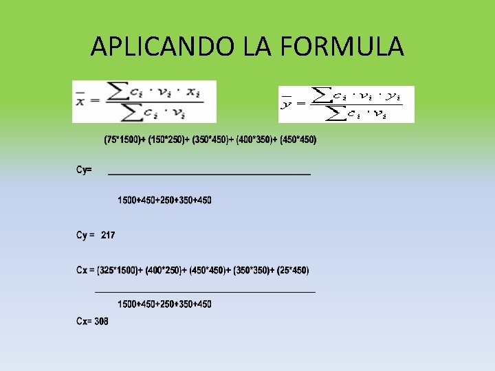 APLICANDO LA FORMULA 