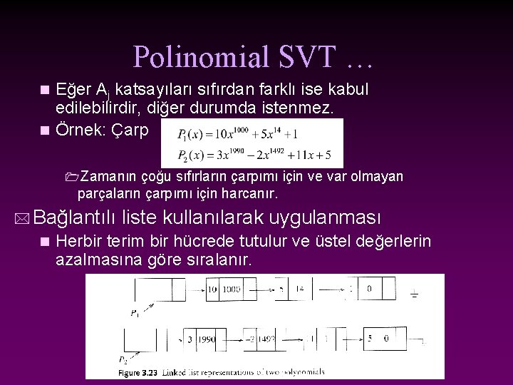 Polinomial SVT … Eğer Aj katsayıları sıfırdan farklı ise kabul edilebilirdir, diğer durumda istenmez.
