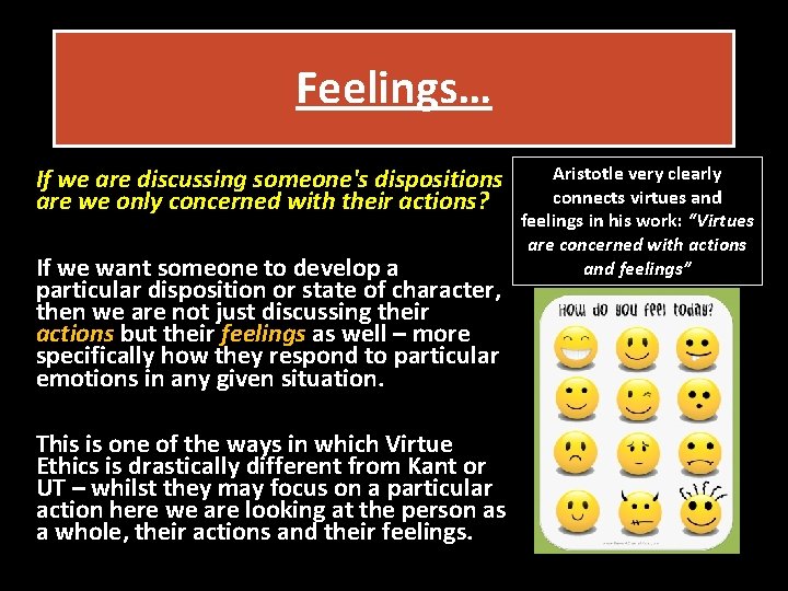 Feelings… If we are discussing someone's dispositions are we only concerned with their actions?