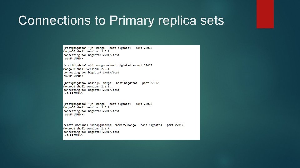 Connections to Primary replica sets 