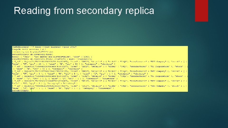 Reading from secondary replica Reading from secondary replica