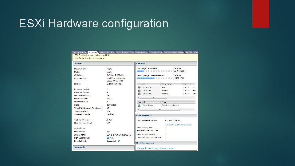 ESXi Hardware configuration ESXi Hardware configuration