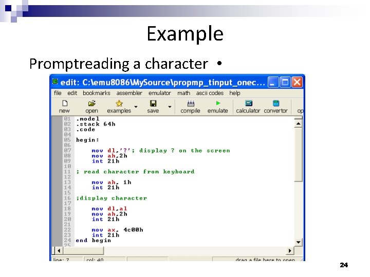 Example Promptreading a character • 24 