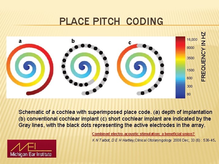 a b c 16, 000 8000 3500 1500 600 FREQUENCY IN HZ PLACE PITCH