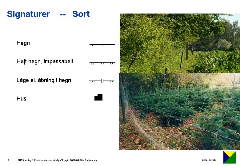 Signaturer -- Sort Hegn Højt hegn, impassabelt Låge el. åbning i hegn Hus 8