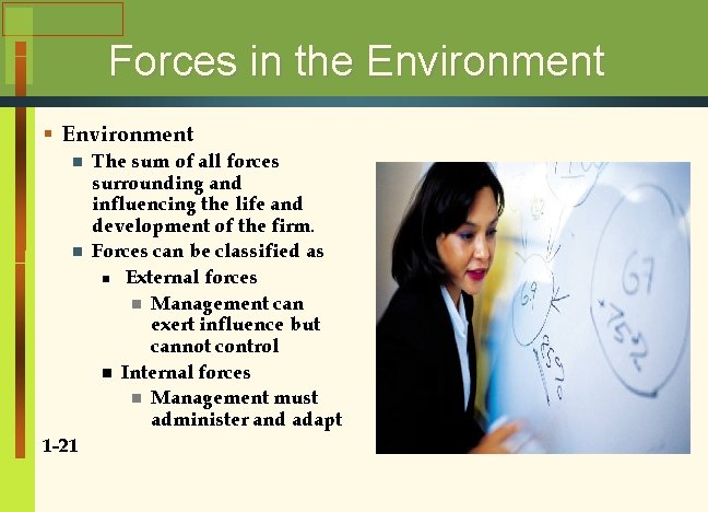 Forces in the Environment § Environment n n 1 -21 The sum of all