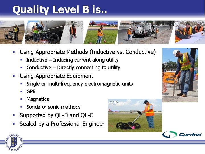 Quality Level B is. . § Using Appropriate Methods (Inductive vs. Conductive) § Inductive Quality Level B is. . § Using Appropriate Methods (Inductive vs. Conductive) § Inductive