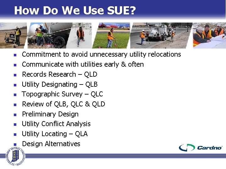 How Do We Use SUE? n n n n n Commitment to avoid unnecessary How Do We Use SUE? n n n n n Commitment to avoid unnecessary