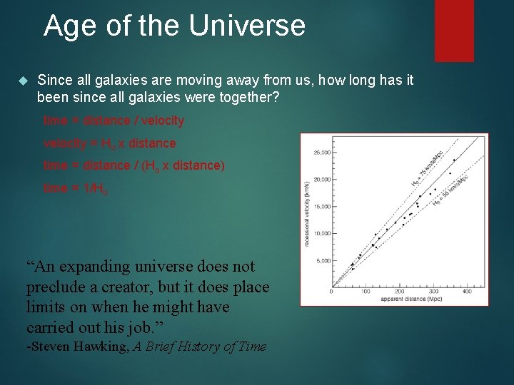 Age of the Universe Since all galaxies are moving away from us, how long