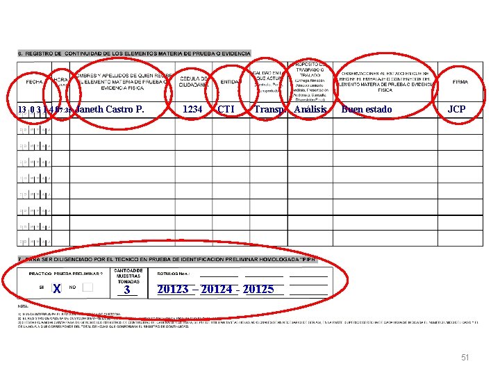 13 0 3 1 4 07: 35 Janeth Castro P. X 3 1234 CTI