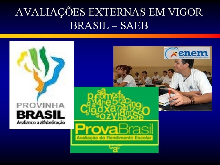 AVALIAÇÕES EXTERNAS EM VIGOR BRASIL – SAEB 
