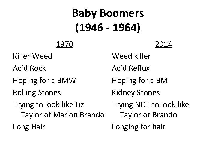 Baby Boomers (1946 - 1964) 1970 Killer Weed Acid Rock Hoping for a BMW