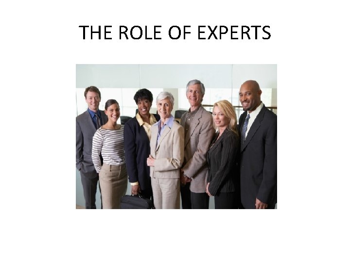 THE ROLE OF EXPERTS 