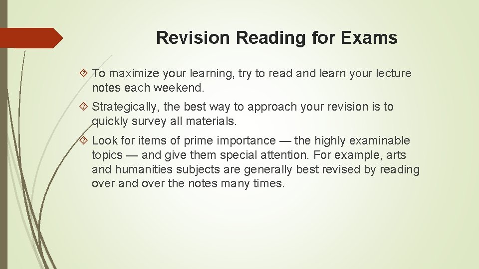 Revision Reading for Exams To maximize your learning, try to read and learn your Revision Reading for Exams To maximize your learning, try to read and learn your